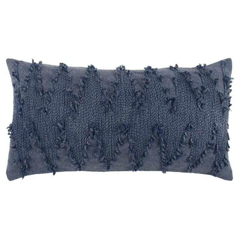 HomeRoots 14" X 26" Indigo Cotton Throw Pillow