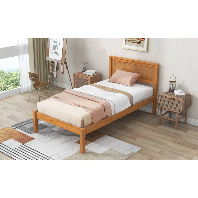 Twin Size Platform Bed Frame with Headboard