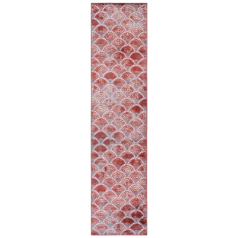 SAFAVIEH Lagoon Jurij Modern Scallop Rug - 2'2" x 9' Runner - Brown/Ivory