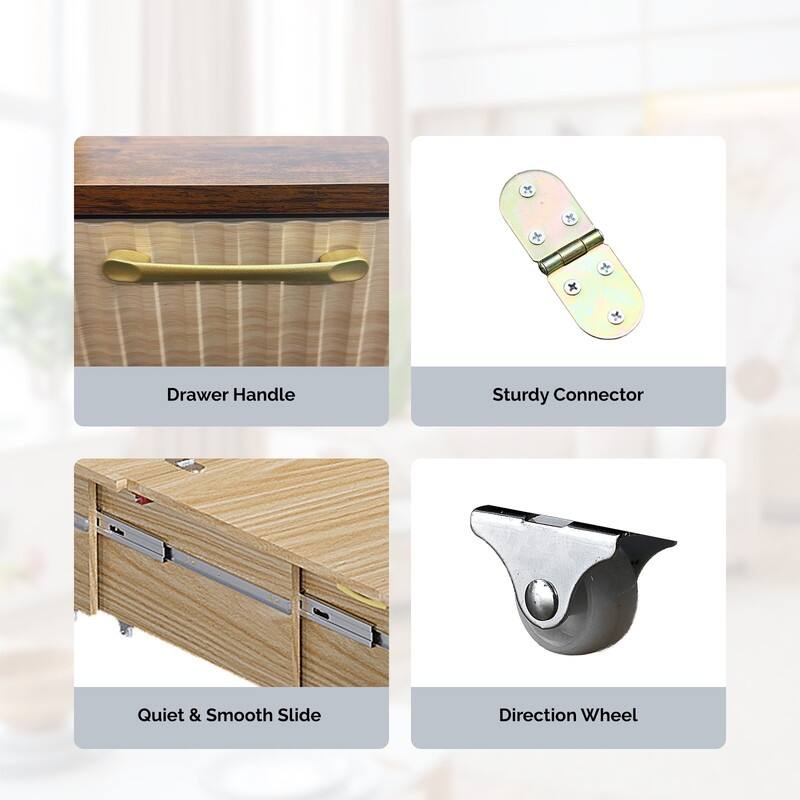 Twin Murphy Wood Bed with Charging Station,Sorage Drawers,for Small Spaces,in Beige