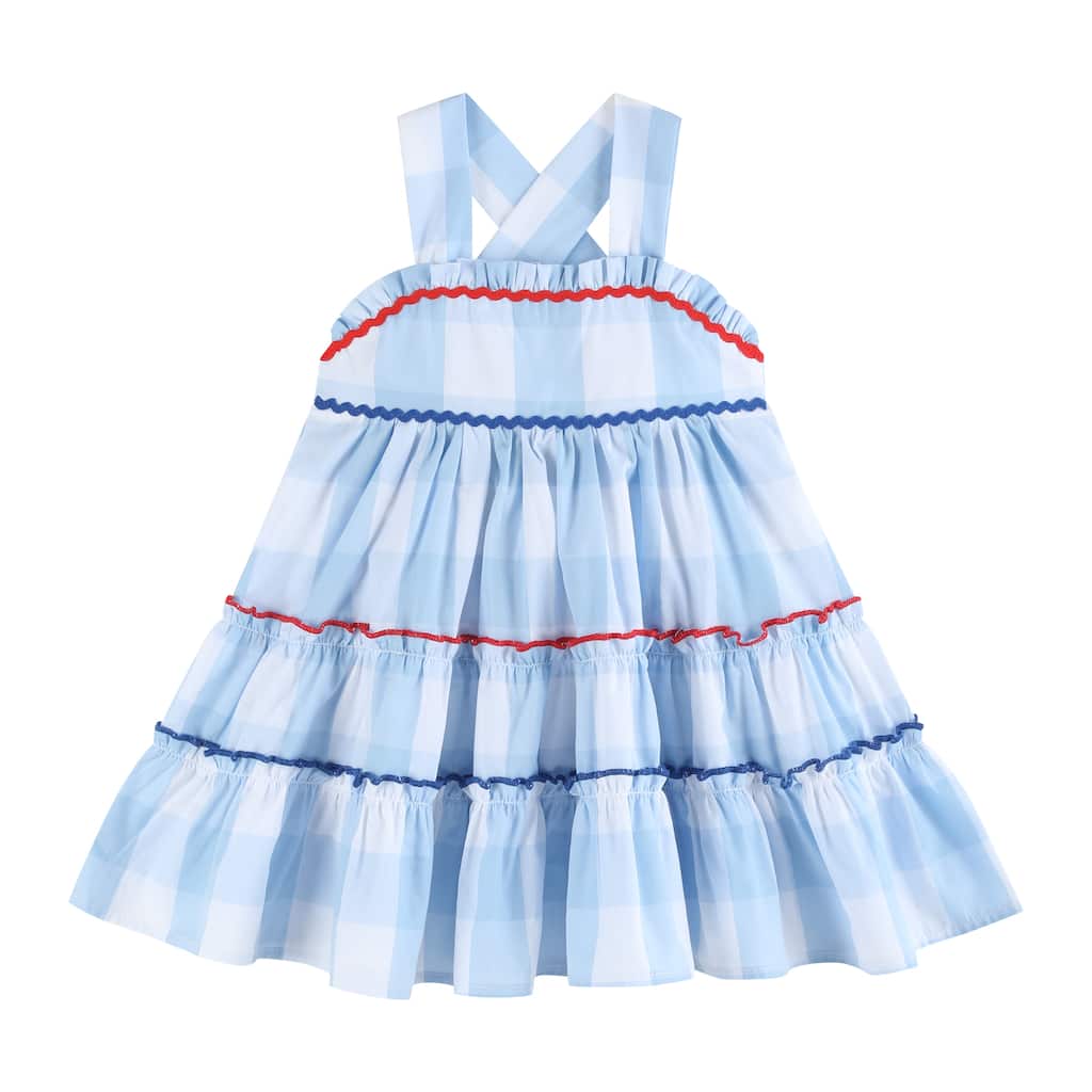 Lil Cactus Blue Gingham Layered Sundress