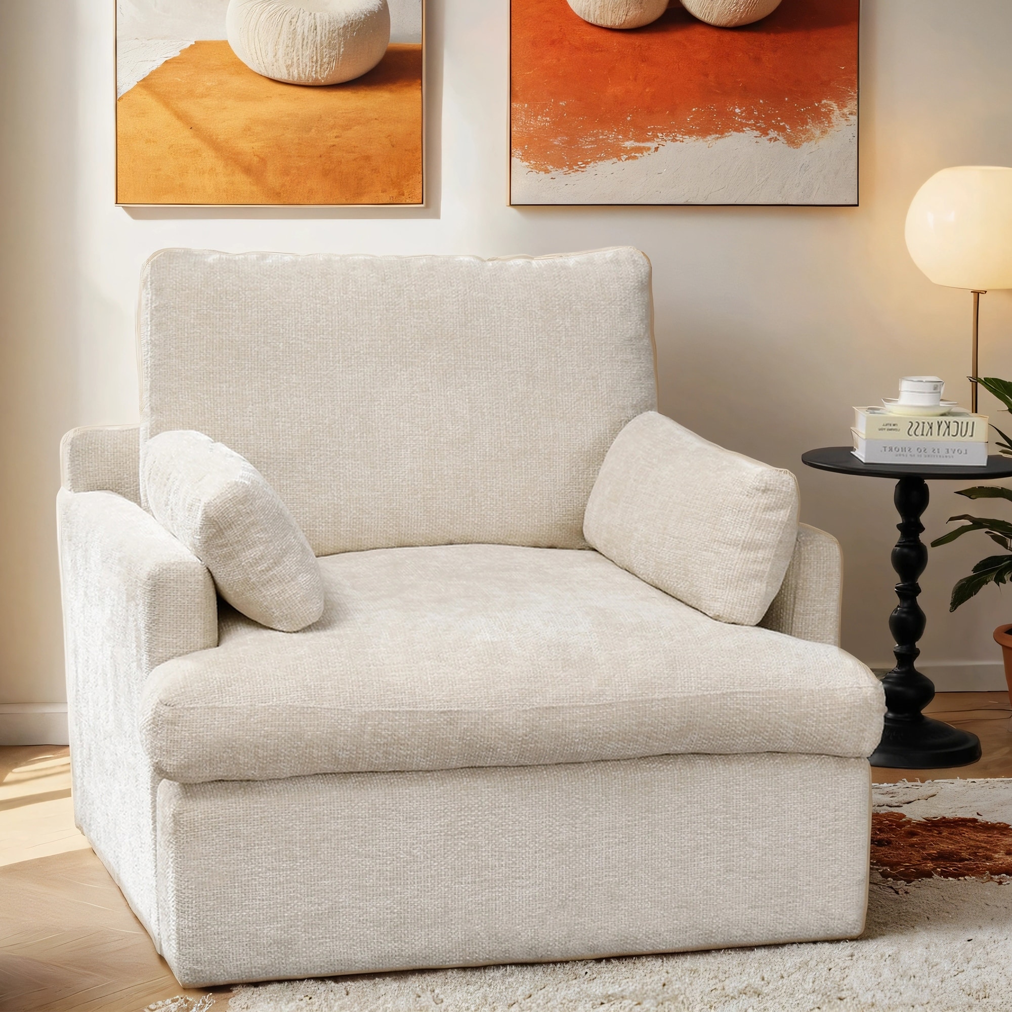 Chenille Oversized 41.5" Wide Down Fill Sofa Lounge Chair and A Half
