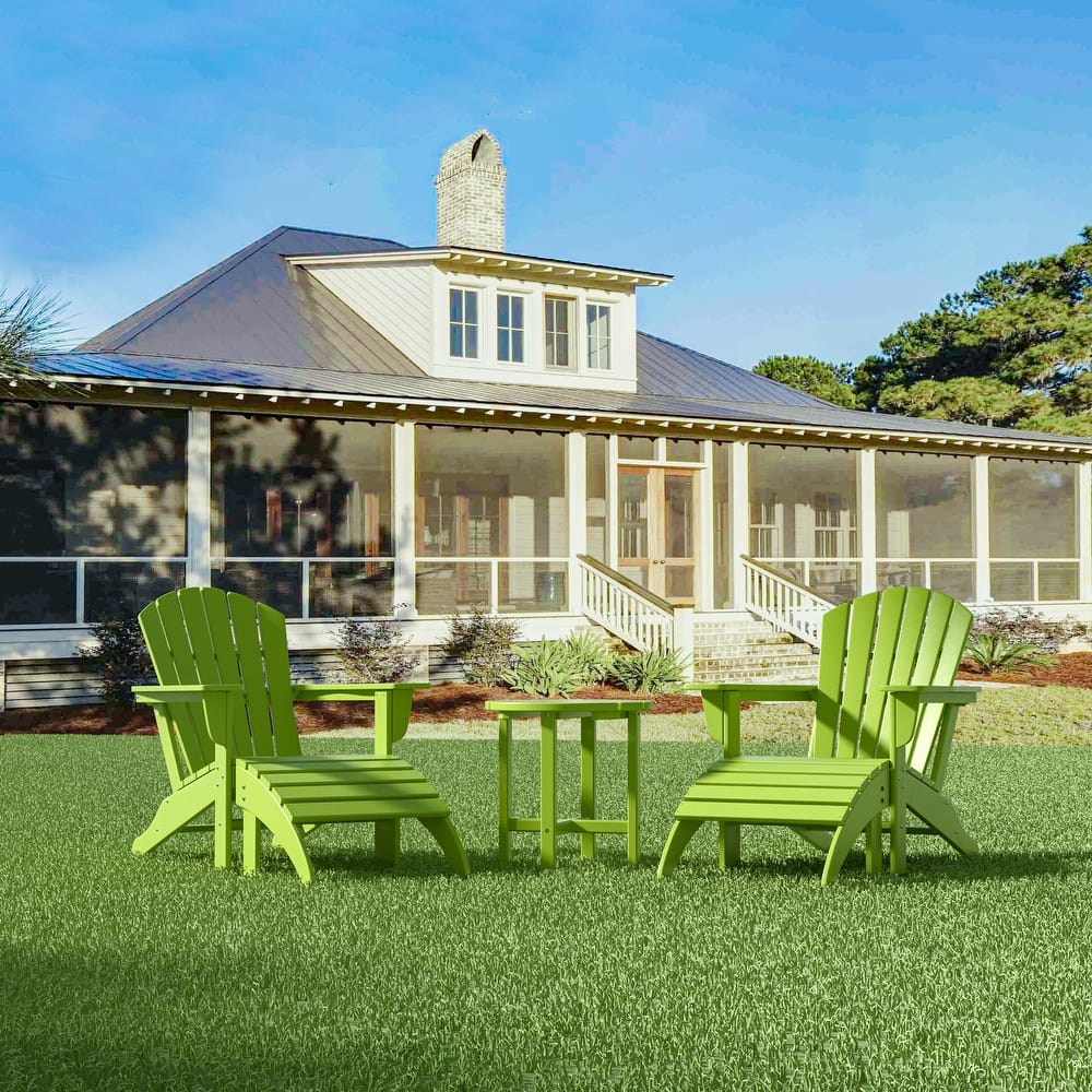 Altura Outdoor Eco-Friendly All Weather Adirondack Chair with Ottoman and Side Table (5-Piece Conversation Set)