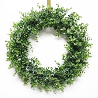 Frosted Green Artificial Spiral Eucalyptus Leaf Foliage Greenery Wreath ...