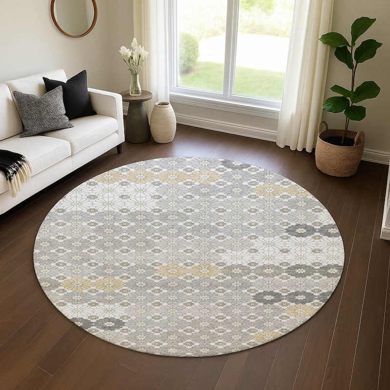 Premium Washable Super Soft Whimsy Mosaic Mayfield Rug - Gray - 8' x 8'