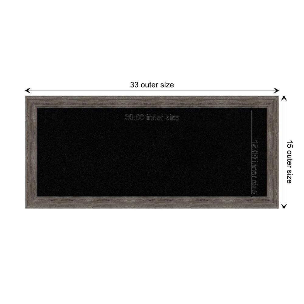 Pinstripe Lead Grey Wood Framed Black Corkboard Bulletin Board