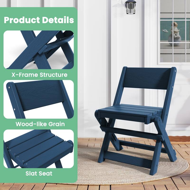 3-Piece Outdoor HDPE Bistro Set, Waterproof, Weather-Resistant & Foldable