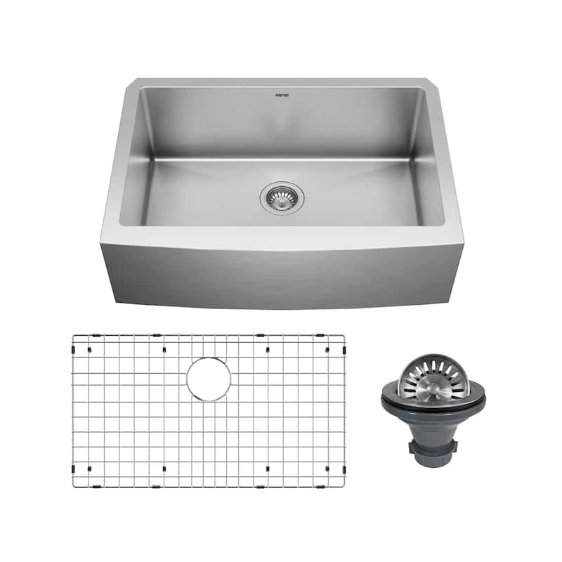 Karran Farmhouse Apron Stainless Steel 30 in. Single Bowl Sink Kit