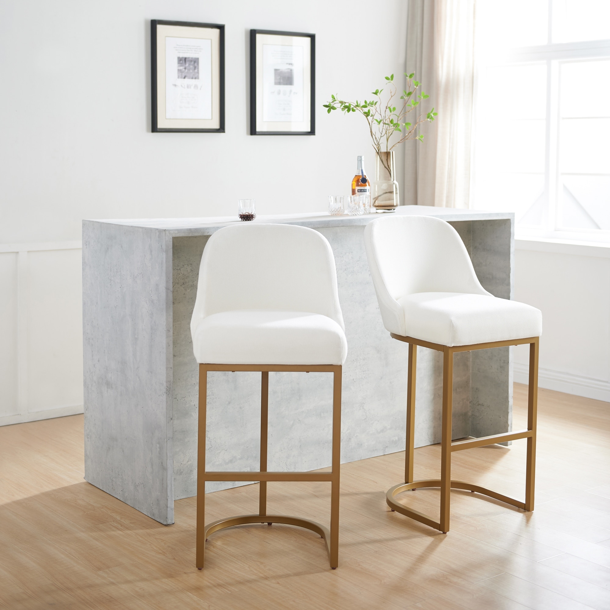 Leick Home Barrelback Bar Stool with Metal Base Set of Bed