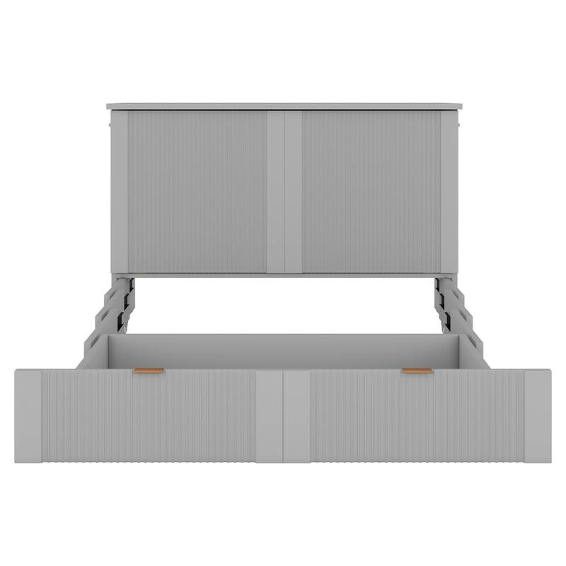 Full Size Murphy Wall Bed Frame with drawer and a set of Sockets & USB Ports,Pulley Structure Design,for Kids Boys&Girls