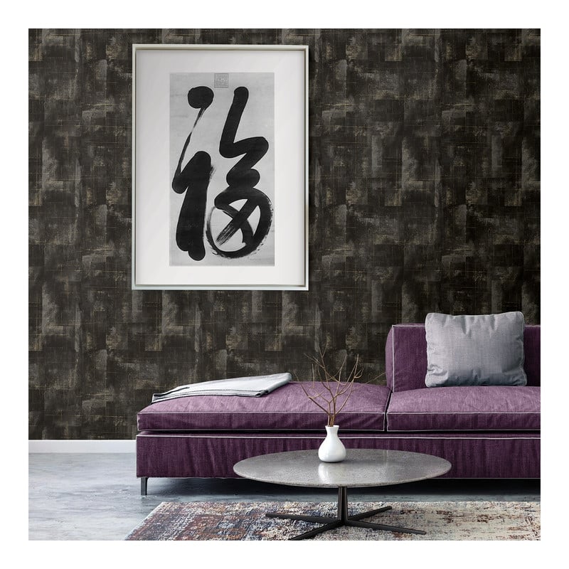 Brewster Ozone Black Texture Wallpaper - 21 x 396 x 0.025