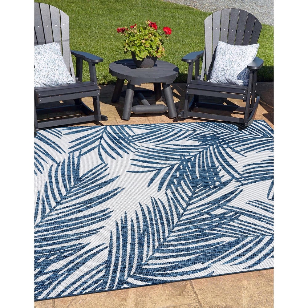 World Rug Gallery Contemporary Distressed Leaves Textured Flat Weave Indoor/Outdoor Area Rug