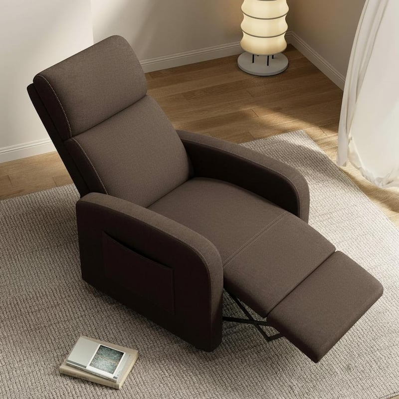 Recliner Chair for Adults, High Backrest, Thick Cushion, with Side Pocket