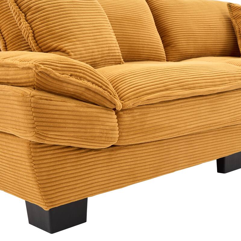84 Inch Modern Style Sleeper Sofa, Corduroy Upholstered Sofa with Pillows,Deep Seat
