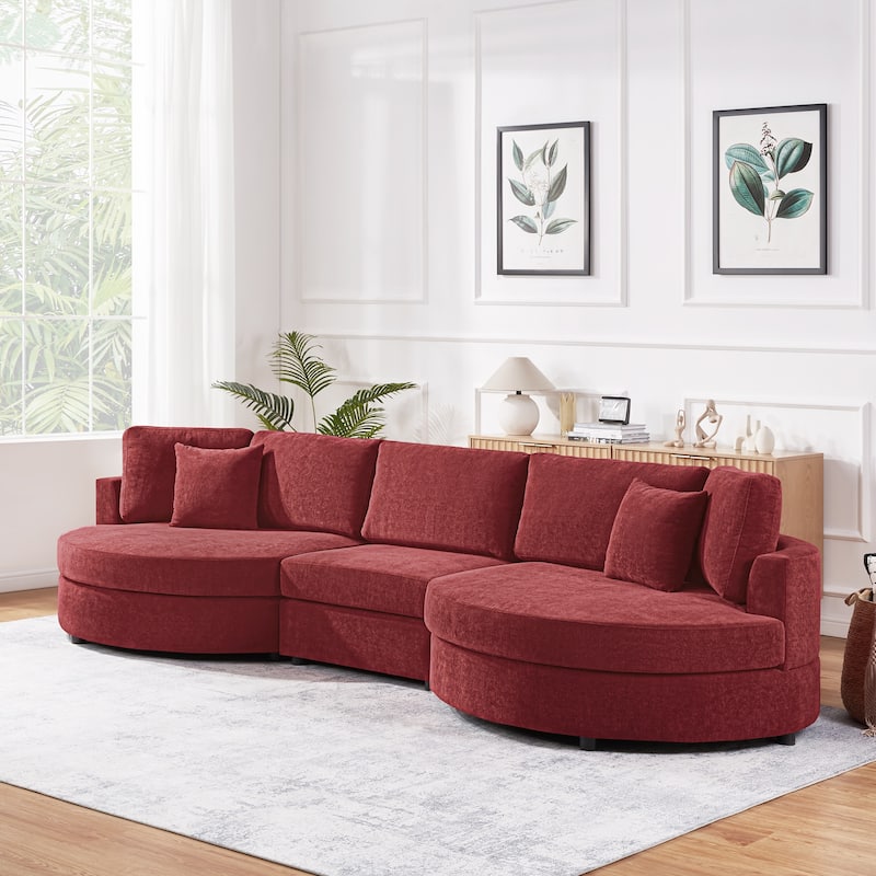 Christopher Knight Home - Xanthippe 3 Seater Upholstered Curved Design Sofa with Throw Pillow