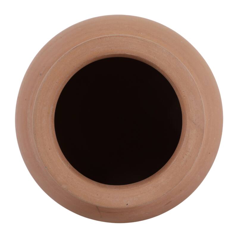 Decorative Round Pottery Vase - Rustic Boho Flower Vase