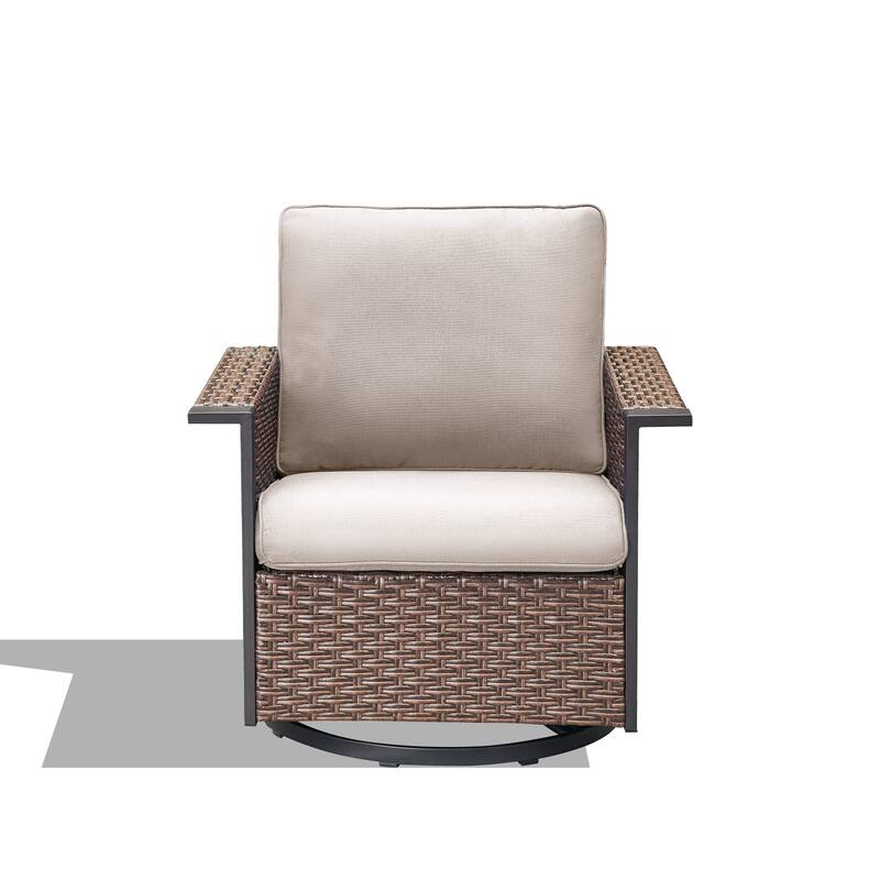 Pocassy Outdoor Wicker Sofa Glider Chair with Ottoman Set