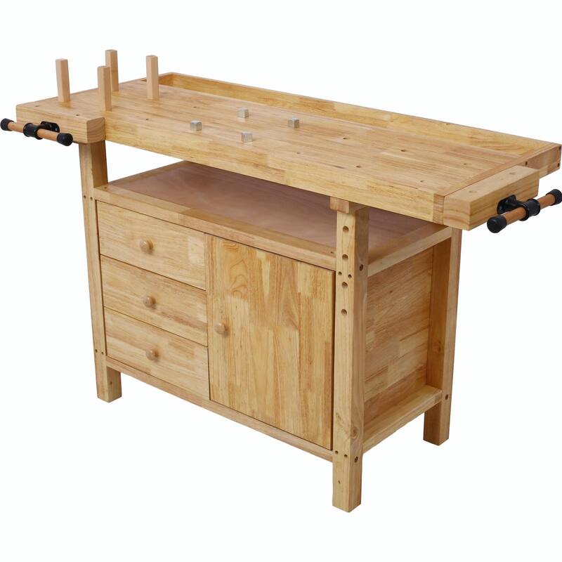 55-inch Wood Workbench for Garage Workshop and Home