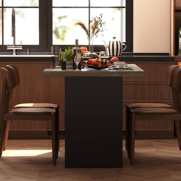 Versatile Wood Kitchen Island with L-Shaped Countertop Dining Table