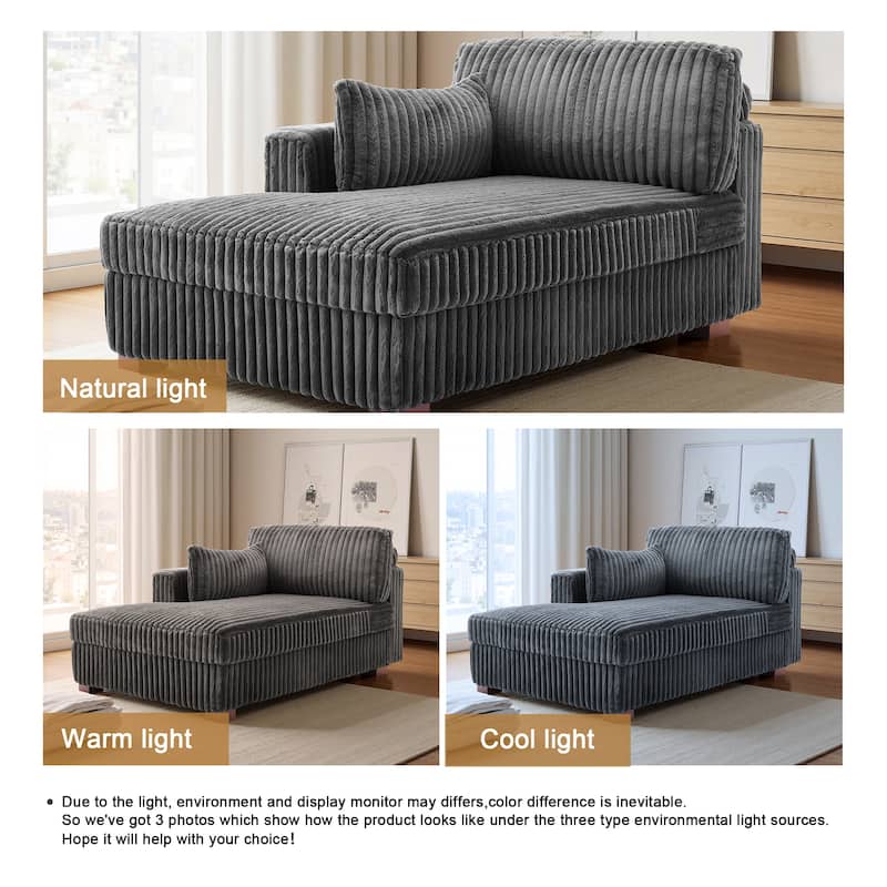 UIXE Modern Plush Corduroy Indoor Chaise Lounge Chair