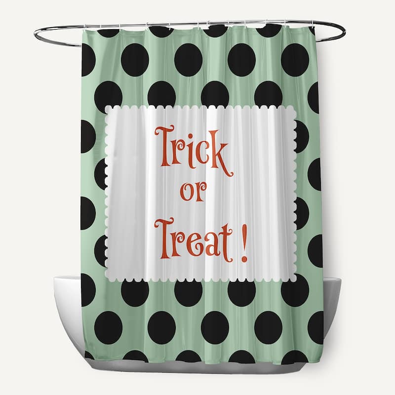 Halloween Trick or Treat Dots Shower Curtain - Mint Green
