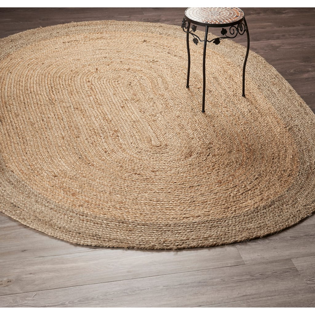 Bera Farmhouse Braided Jute Oval Indoor Area Rug by Sevita