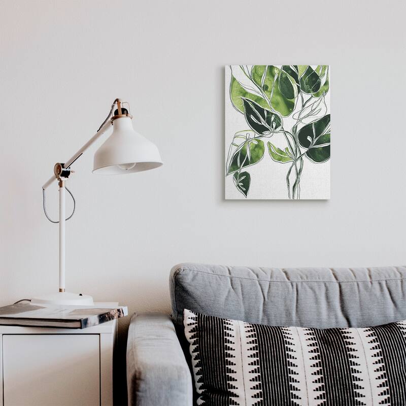 Stupell Intricate Palm Vines Unique Green Leaves Canvas Wall Art