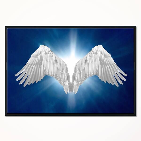 Shop Designart Angel Wings On Blue Background Abstract Framed