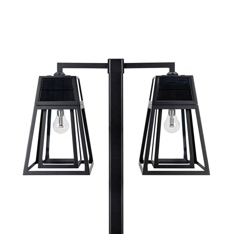 Gama Sonic Aria 98 in. Black Modern Aluminum Double Solar Post Light