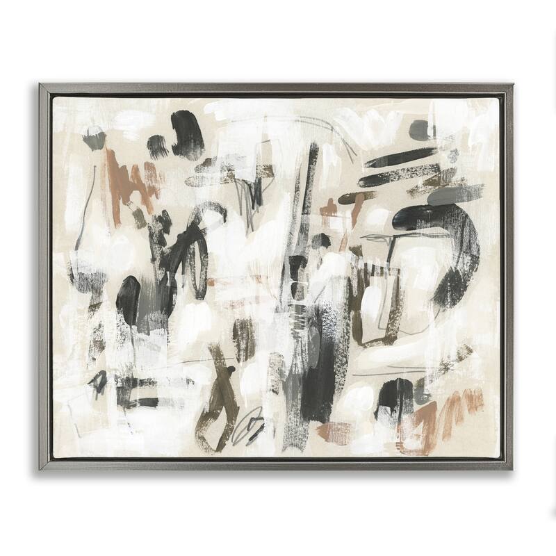 Stupell Chaotic Earthy Strokes Framed Floater Canvas Wall Art Design By June Erica Vess - 21 x 17 - Grey