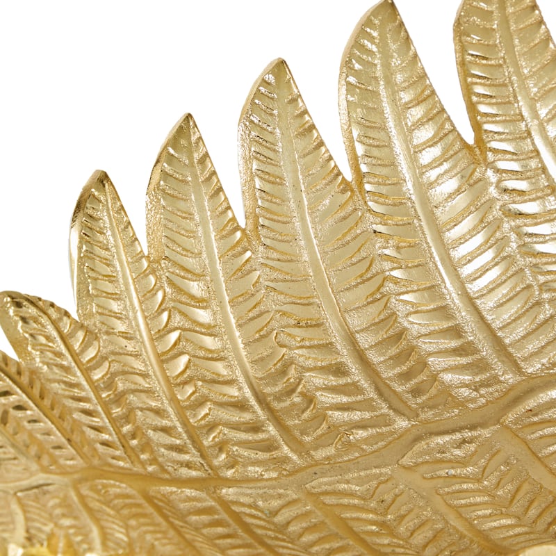 Aluminum Metal Leaf Tray - Set of 2 Gold - Roche River Decor - 11"W x 18"L x 4"H