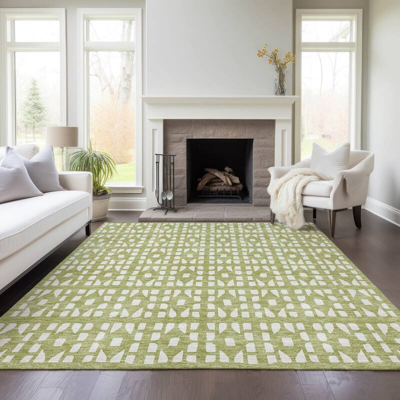 Machine Washable Indoor/ Outdoor Contemporary Imprints Chantille Rug