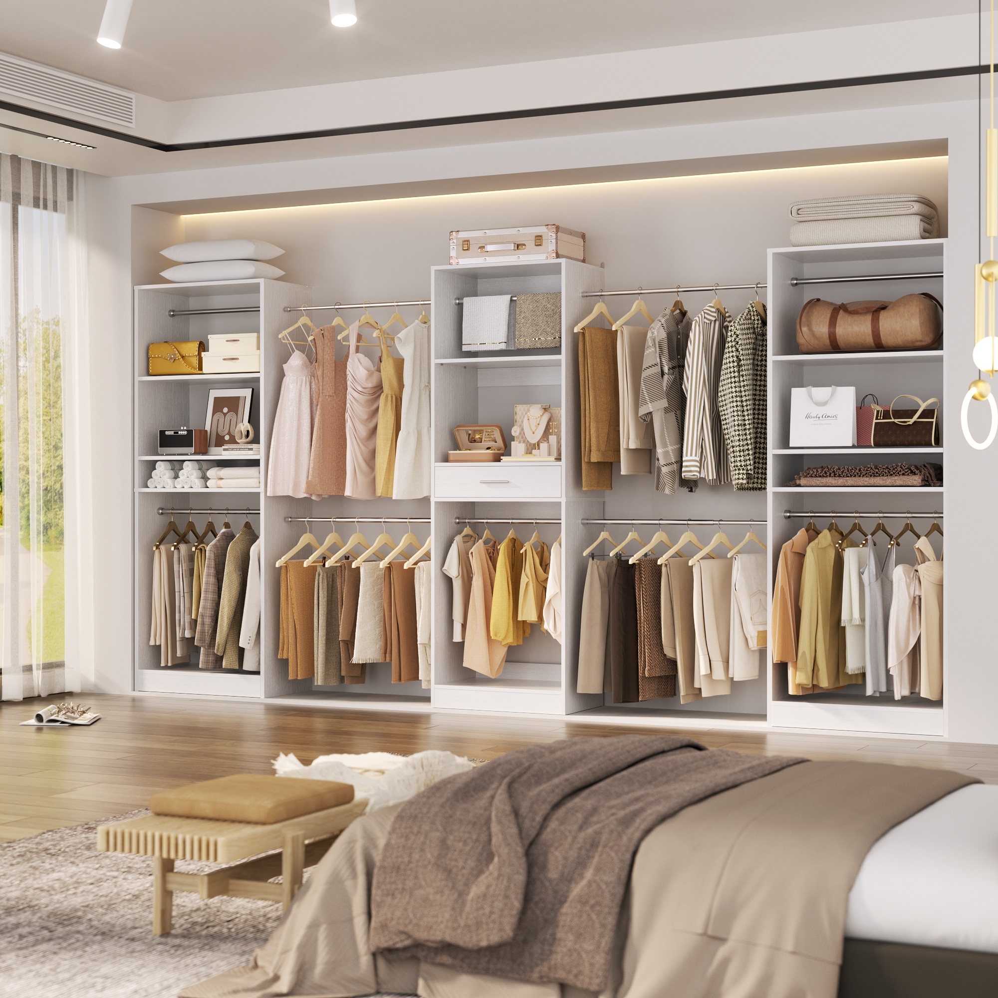 64''-88'' Freestanding Corner Closet System Set - Overstock - 42601091