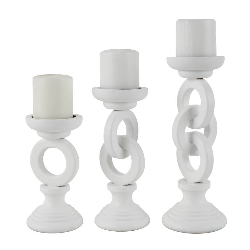 White or Black Wooden Chain Link Candle Holder (Set of 3)