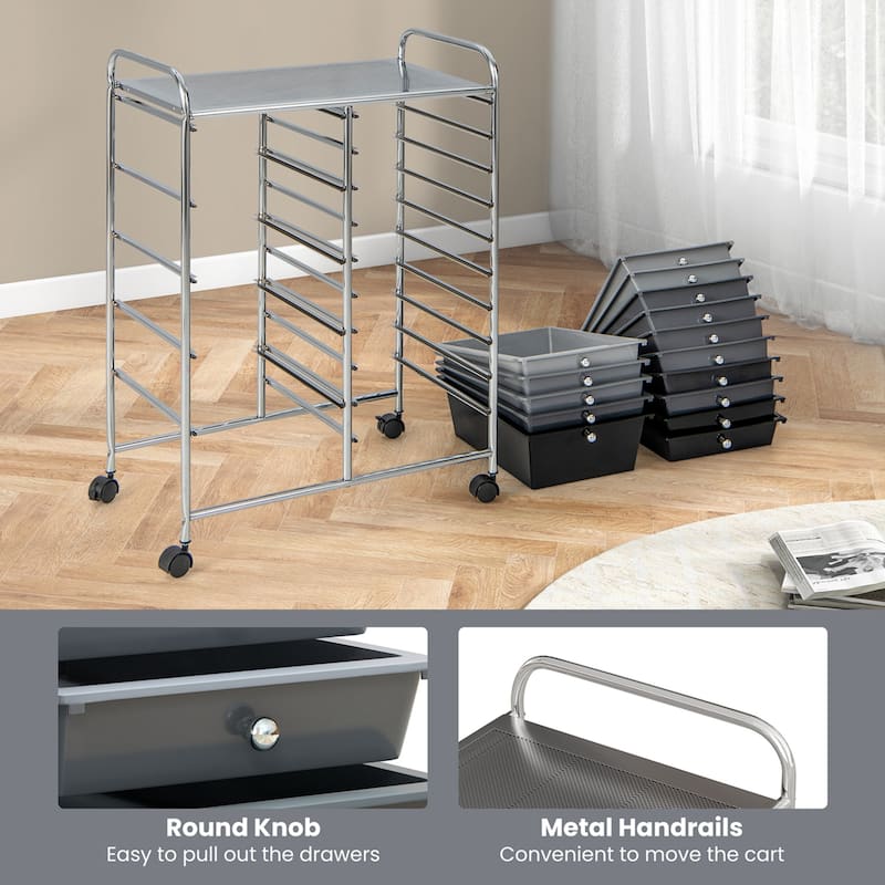 Costway 15 Drawer Rolling Storage Cart Tools Scrapbook Paper Office - See Details