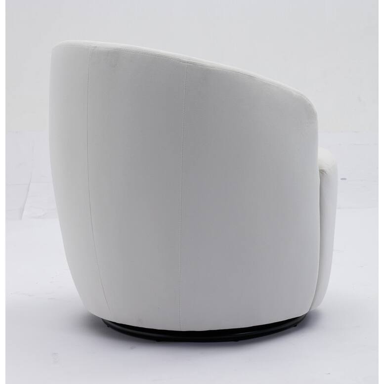 Swivel Barrel Chair, Modern Velvet Upholstered 360°Swivel Accent Chairs,White