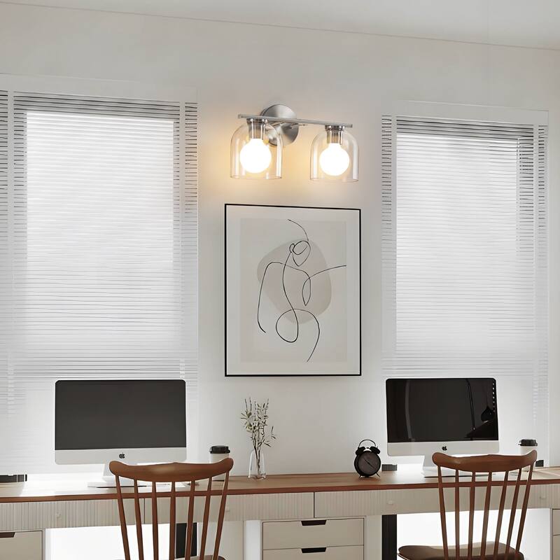 2/3/4-Light Dimmable Bathroom Vanity Light with Glass Shade - Matte Black
