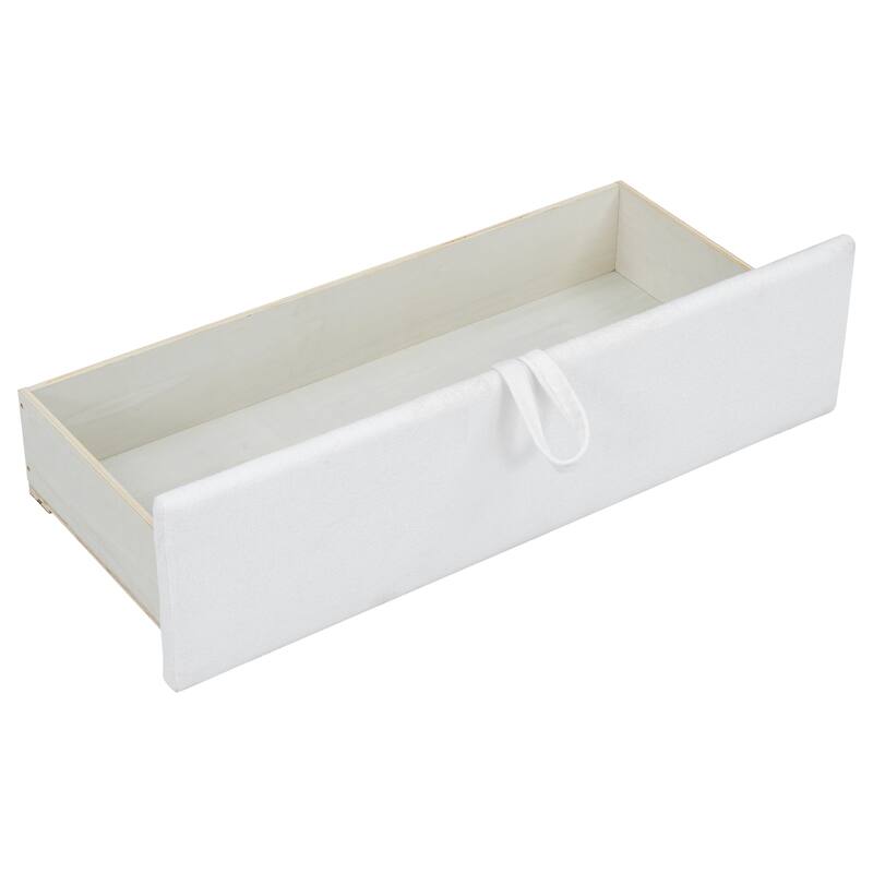 Twin Size Upholstered Daybed with Roll-Out Trundle, Space-Saving Wooden Frame, No Box Spring Needed