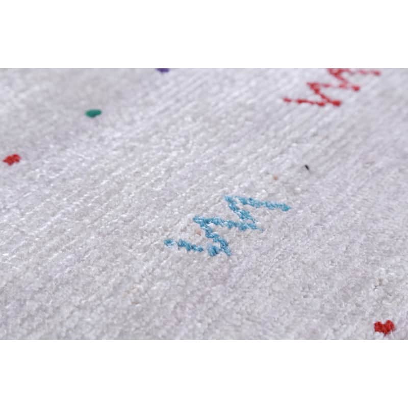 Silver Gray Gabbeh Rug Hand-Knotted Wool Carpet - 9'4" x 12'1"