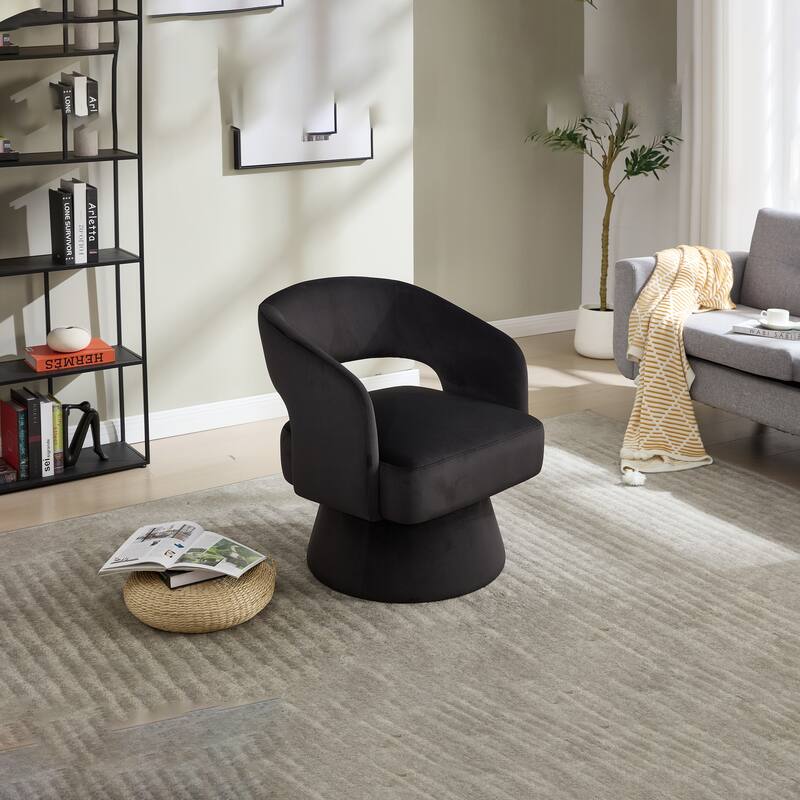 Swivel Barrel Chair, Velvet Accent Armchair 360 Degree Swivel Club Chair for Living Room Bedroom Reception Room