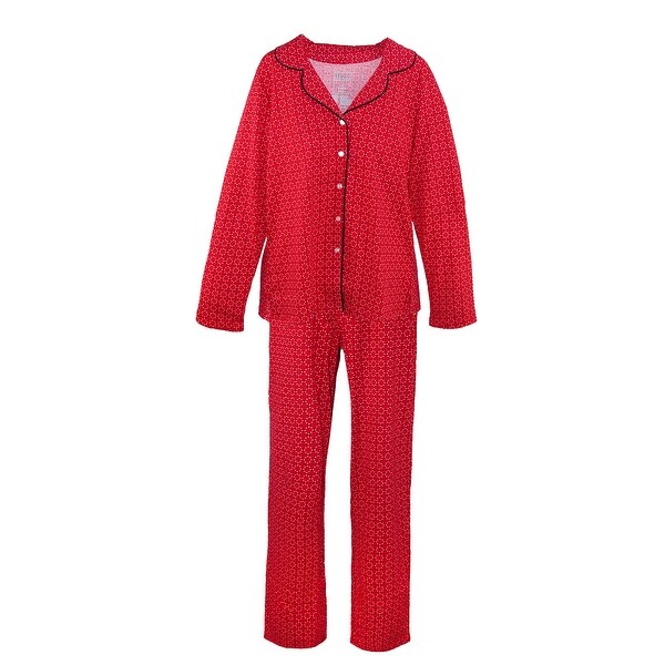Shop Hanes Women's Red Cotton Long Sleeve Pajamas Set - Overstock ...