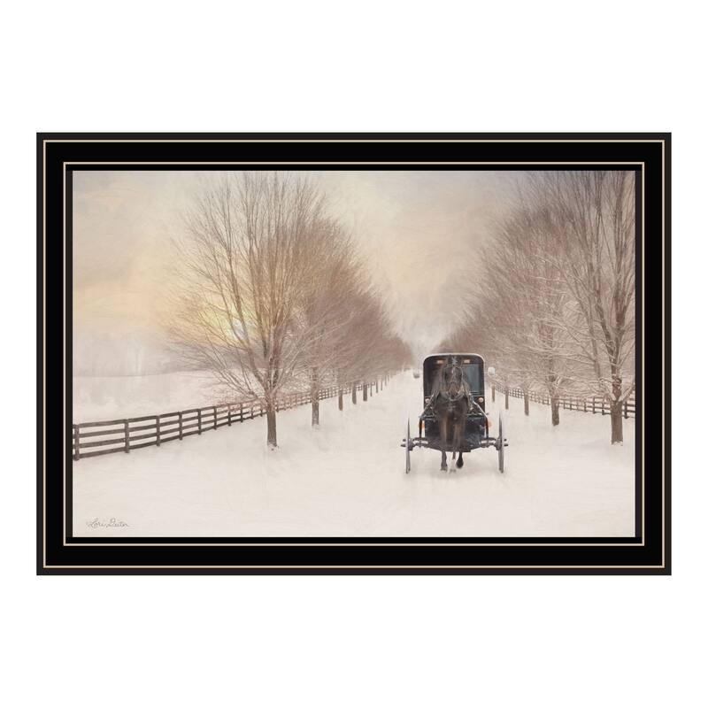 Framed Wall Art - Snowy Amish Lane, Black Frame