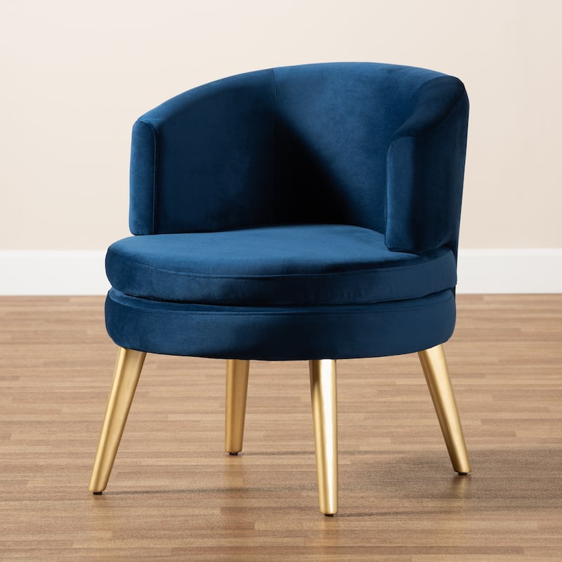 Baptiste Glam and Luxe Velvet and Gold Finished Wood Accent Chair