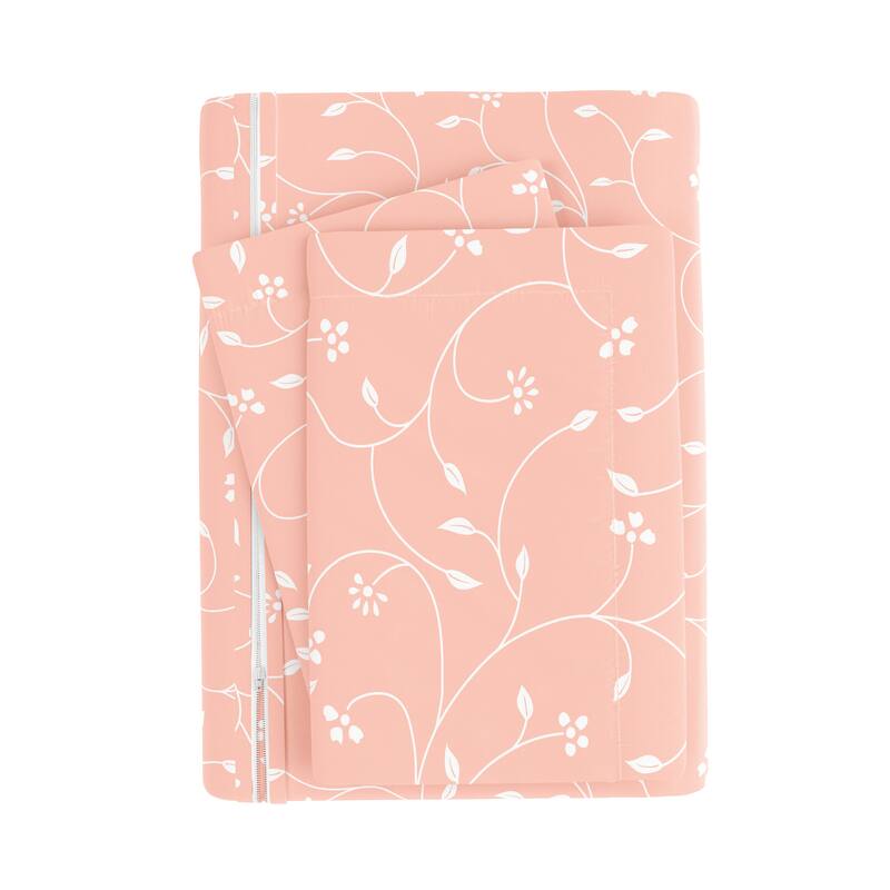 Becky Cameron Oversized Pink Buds Pattern 3 Piece Duvet Cover Set