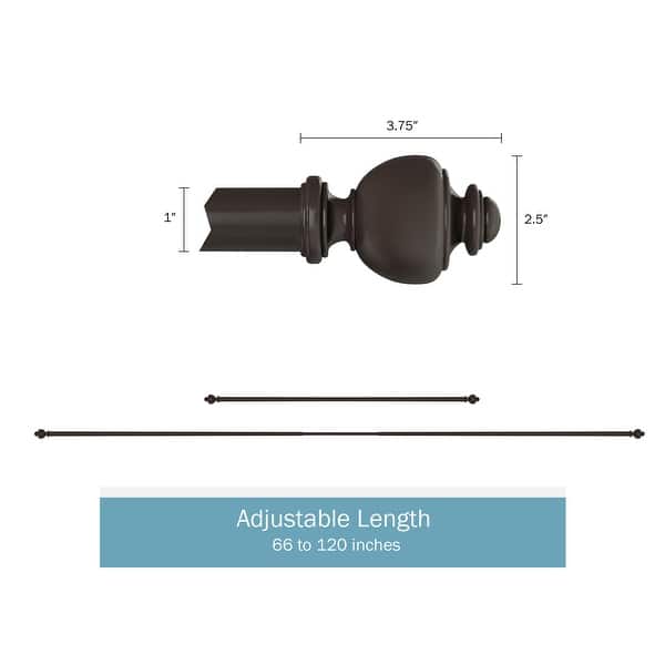 dimension image slide 2 of 6, 1-Inch Decorative Modern Urn Finial Curtain Rod by Lavish Home