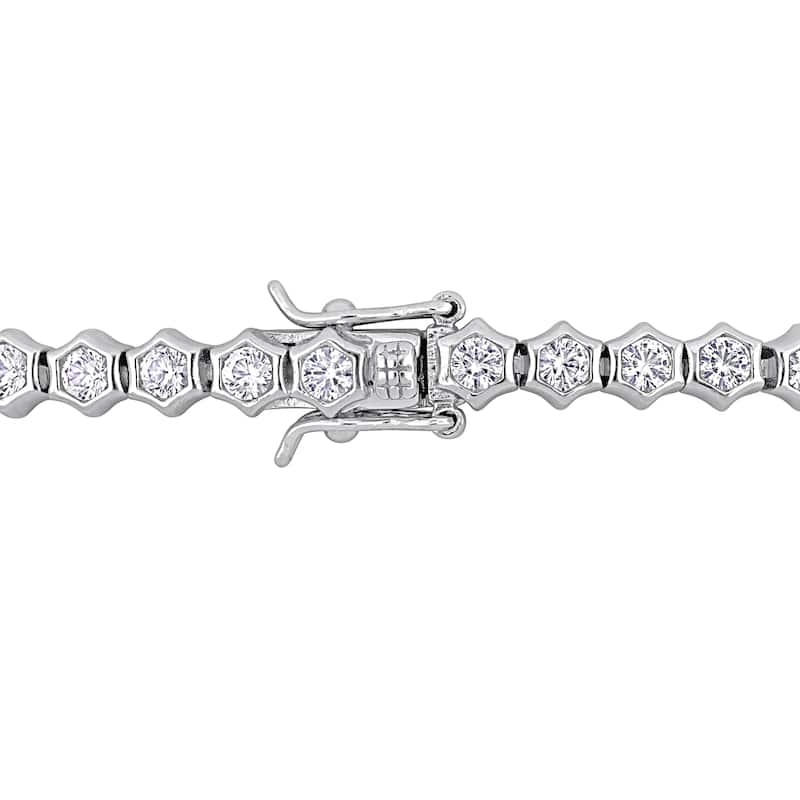 Miadora 6 3/4ct TGW Created White Sapphire Tennis Bracelet Sterling Silver