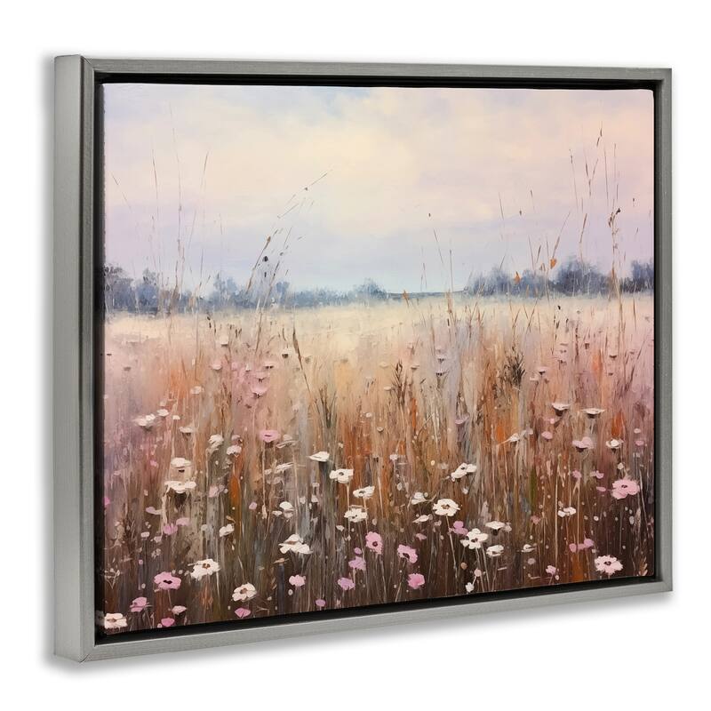 Stupell Neutral Tone Wildflower Field Framed Floater Canvas Wall Art Design By Arlington Prints
