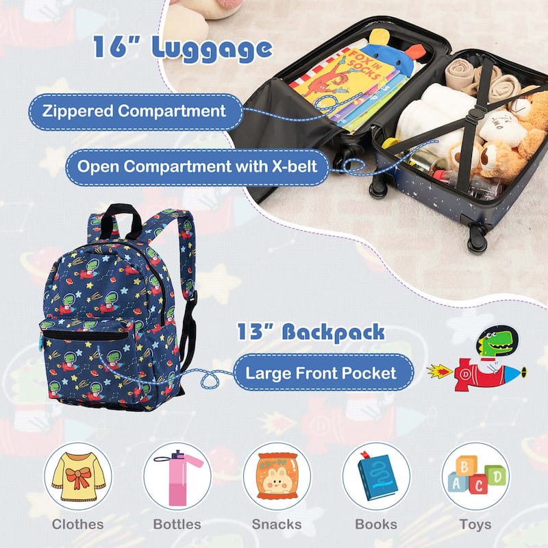 5 PCS Travel Luggage Set Travel Rolling Suitcase for Boys Girls