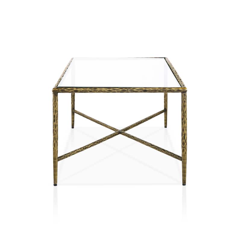 247 Shop At Home Lalia Modern Textured Metal X-Brace Coffee Table
