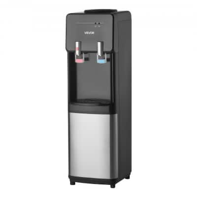 Black Stainless-Steel Plastic Hot and Cold-Water Dispenser Top-Loading - 11.02 L x 11.42 W x 36.42 H in.